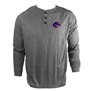 Image of BOISE STATE HENLEY LIGHT WEIGHT COTTON BLEND -  heathergray